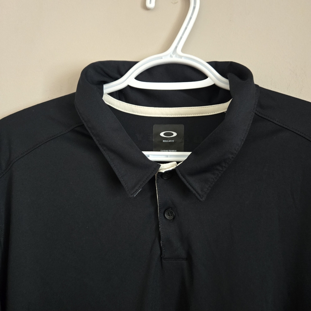Oakley Mens Shirt Golf Collar Athletic 2XL Black Cool Dry Performance Polo - Picture 5 of 8